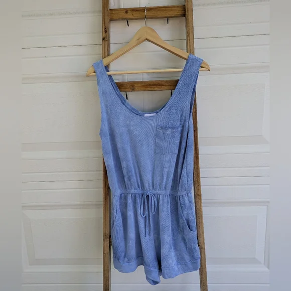 Pink Lily Blue Romper - Picture 2 of 5